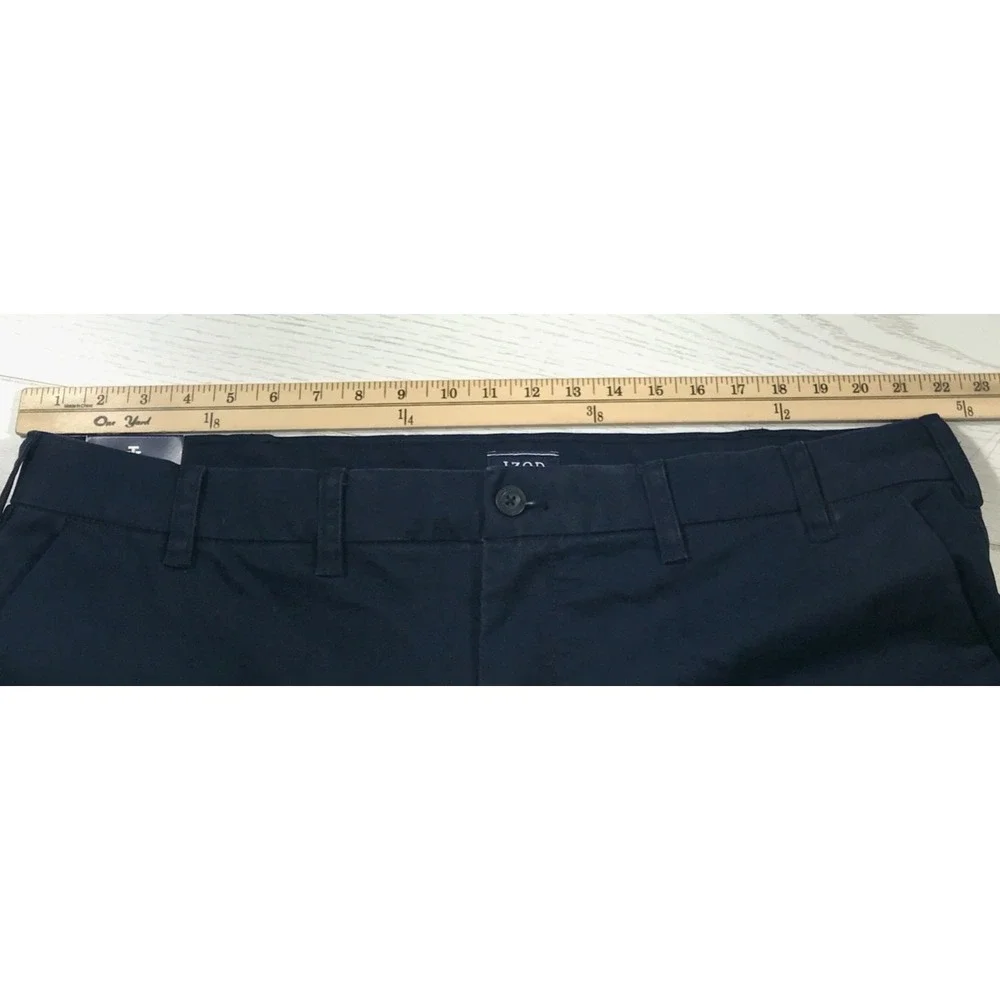 Izod SportFlex Chino Pants 44x30 Blue Flat Front Big & Tall Stretch Preppy New